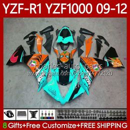 Bodywork Kit For YAMAHA YZF-R1 YZF R1 1000 CC YZF-1000 09-12 Body 92No.128 YZF1000 YZF R 1 2009 2010 2011 2012 1000CC Shark Cyan YZFR1 09 10 11 12 Motorcycle Fairing