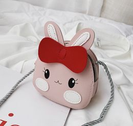 Cute Children Cartoon Mini Change Purse Girls Bow Bunny Single Shoulder Bag Handbags Spring New Kids PU Letter Messenger Bag C6560