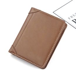 Designer-New men's short wallet Europe and the United States retro leather wallet multi-function male vertical card package free shipping