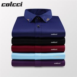 Camisas De Hombre Embroidery Colcci aramy Sergio K Camisa Slim Fit casual social print top Long Sleeve Men shirt 220309