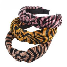 2021New Women Folded Stripes Headband Middle Knotted Elastic Hair Bands Soft Girls Hairband Hair Accessories Fashion