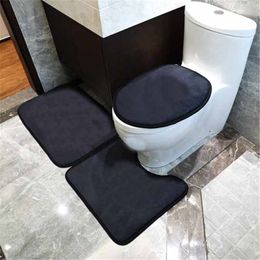 3 Pieces Bathroom Mats Set Toilet Seat Cover High Quality Toilet Floor Mat Anti-Slip Absorbent Bath Mat