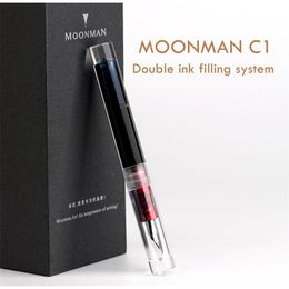 Moonman C1 Transparent Eyedropper Fountain Pen F Nib Ink Pen Original Box Y200709