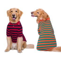 High quality Pet Dog Clothes for Large Dog coat Striped TShirt Soft Summer Dog Polo Shirt outfit Vest Clothes pets bulldog 201118