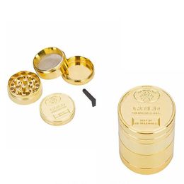 golden grinder UK - Golden Metal Grinder 4 layers of gold coin pattern smoking accessory Manual smoke grinders WY991