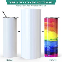 20oz Sublimation Tumblers Straight Tapered blank party white Drinkware Cups with lid plastic straw 20 oz Stainless steel vacuum insulated Coffee mugs fast ship