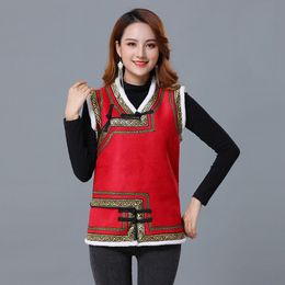 Women's fashion vest jacket Winter warm sleeveless clothing national style waistcoat Vintage embroidered female elegant outwear