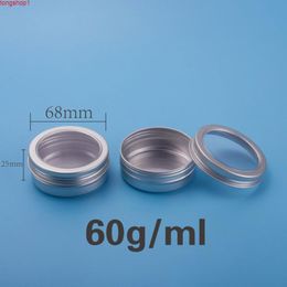 60ML Cream Jar Lip Balm Lotion Candle Pots Box Metal Aluminium Container Screw Cap Travel 50pcs/lot Makeup Toolgood quantity