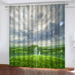 Beautiful Photo Fashion Customised 3D Curtains green scenery curtains Thick shading soundproof windproof curtain
