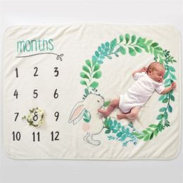 Baby Blanket Kids Monthly Growth Milestone Blankets Children's Blanket Soft Flannel Baby Blankets Newborn Photo Prop Background LJ201014