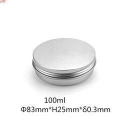 Cosmetic Cream Sample Jar Metal Skin Care Tool Sliver 100ml Screw Cap Round Aluminum Tin Emulsion Cans Travel Empty 50pcsqualtity