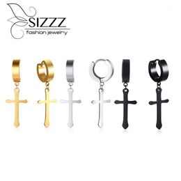 Dangle & Chandelier SIZZZ 40MM Long Stainless Steel Cross Earrings Gold/Black/Silver Colour Drop For Women1