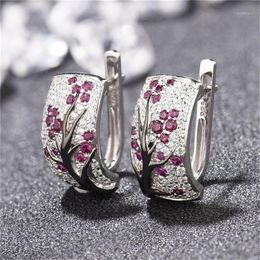 Dangle & Chandelier Plum Blossom Earrings Women Statement Earring Girl Party Simple Circle Jewellery Crystal Small Hoop For Women1