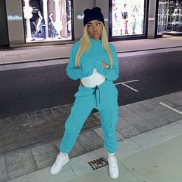 New Fall winter women designer outfits hooded hoodies+overalls two piece set casual plain tracksuits plus size sportswear jogger suit 4000