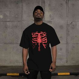 Hip Hop Oversized T Shirt Men 2022 Streetwear Harajuku Skeleton Tshirt Short Sleeve Cotton Loose HipHop T-Shirt Plus Siz Tops G1222