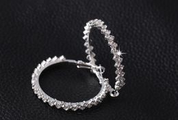 Women Big Hoop Earrings Diamond Earring Wedding/Engagement Round Drop Hanging 925 Sterling Silver Earrings Jewellery Gift