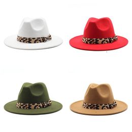 Leopard Fedora Hat Wide Brim Cap Men Women Jazz Panama caps Formal Hats Ladies Woman Girls Trilby Chapeau Spring Autumn Fashion Accessories 2021 20colors