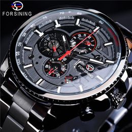 FORSINING Brand Watches Men Stainless Steel Mechanical Automatic Self Wind Calendar Wristwatches Date Week Month Slze168