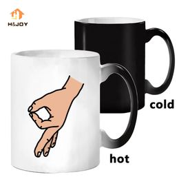 Ceramic Cups Changing Colour Mug "CIRCLE GAME" Coffee Mugs Friends Gifts Magic Temperature Heat Sensitive Creative OK Cup Y200106