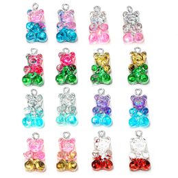 50Pcs Fashion Cute Resin Gummy Bear Pendant Charms for Woman Girls Cartoon Jewellery Findings DIY Wholesale 21x11mm