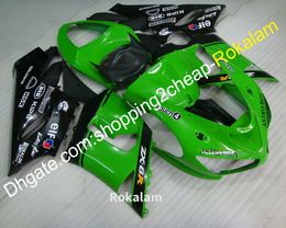 For Kawasaki 05 06 636 Fairing Kit ZX-6R 2005 2006 ZX 6R 636 ZX6R Green Black Motorcycle Bodywork Parts (Injection molding)