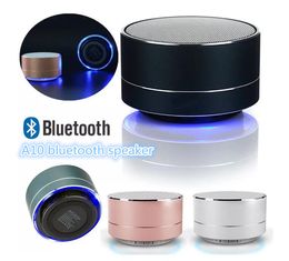 Mini Portable Speakers A10 Bluetooth Speaker Wireless Handsfree with FM TF Card Slot LED Audio Player for smartphone MP3 Tablet PC