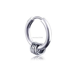 Silver Black Rings Ear Stuff Stainless Steel Hoop Earrings Fashion Jewellery for Men Women Gift will and sandy