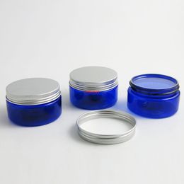 high qualtityWholesale Bulk 20x 100g Cobalt Blue Medium Plastic Cosmetic Jar Packaging with seal Silver Aluminum Cap