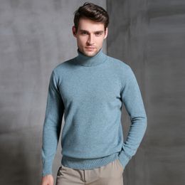 Men Sweater 100% Pure Wool Knitted Pullover Winter New Arrival Fashion Turtleneck Jumepr Man Thick Clothes Tops 8Colors Sweaters 201130