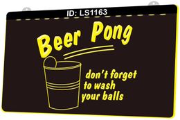 LS1163 Beer Pong Game Bar Pub Club 3D Engraving LED Light Sign Wholesale Retail
