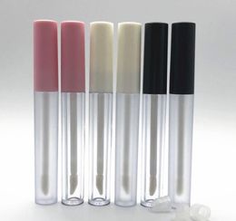 2.5ML Frosted Clear Empty Lip Gloss Containers Tube Lid Balm Lid Brush Tip Applicator Wand Rubber Stoppers 6 Colors SN2091