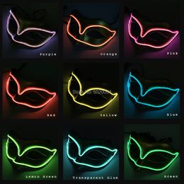 Costume Accessories 10 Colors Optional Costumes Props Cosplay Glowing Mask Sound Activated Kitsune Mask EL Flashing Fox Mask