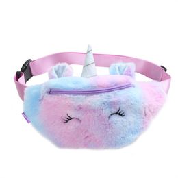 Cute Unicorn Plush Fanny Pack Soft Plush Waist Pockets Fashion Children Purse Bags Of Outdoor Travel Winter 11sm E1