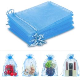 2022 Gift Wrap 50pcs Tulle Bags Organza Sheer Gauze Jewellery Packing Drawable Wedding Birthday Bag Decor