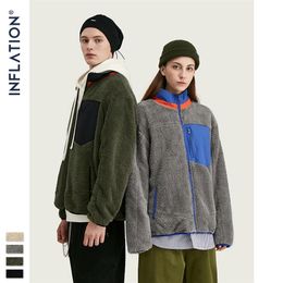 INFLATION Men Berber Fleece Winter Jacket Coat High Street Loose Fit Poler Fleece Men Coat High Collar Men Jacket 9744W 201218