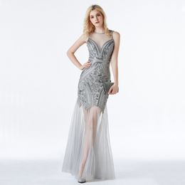YIDINGZS Sequins Beading Evening Dresses Mermaid Long Formal Evening Party Dress 2020 New Style LJ201124