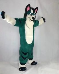 2022 Halloween Dark Green Husky Fox Dog Mascot Costume High quality Cartoon Anime theme character Adults Size Christmas Carnival Birthday Party Outdoor Outfit