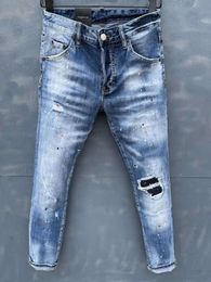 2021 new brand of fashionable european and american mens casual jeans highgrade washing pure hand grinding quality optimization lt980