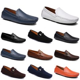 leather doudou men casual driving shoes Breathable soft sole Lights Tan blacks navys whites blues silvers yellows greys footwear all-match lazy cross-borders GAI