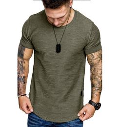 Mens Summer gyms Workout Fitness T-shirt High Quality Bodybuilding Tshirts O-neck Short sleeves Tee Tops clothing for Male 10Colors S-2XL