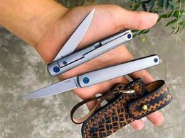 High Quality MS3 EDC Pocket Flipper Folding Knife M390 Gray Titanium Coated Blade CNC TC4 Titanium Alloy Handle Ball Bearing Knives