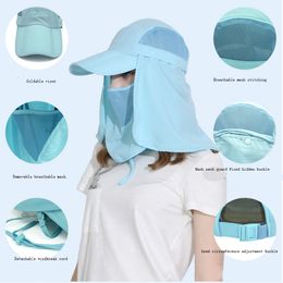 Outdoor Wide Brim Hat UPF 50+ UV Sun Protection Waterproof Breathable Face Neck Flap Cover Folding Sun Hats Cap Parent-Child for Men/Women