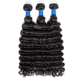 Brazilian Virgin Hair Deep Wave 3 or 4 Bundles 100% Human Hair Unprocessed Hair Wefts Natural Color Deep Curly