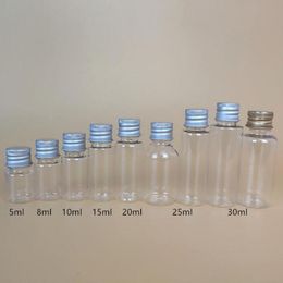 Household Sundries 25ml transparent/white mini Plastic PET Bottle Chemical Vial Reagent Container with Aluminium Lid Storage Boxes