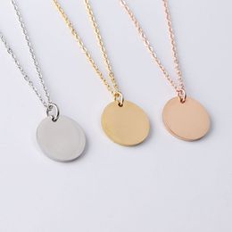 Stainless Steel Gold Silver Plated Round Pendant Necklaces For Women Men Party Club Jewelry With 45cm Chain