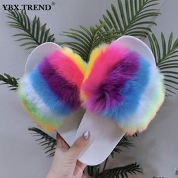 Women Home Ladies Long Plush Mixed Colors Shoes Furry Soft Winter Indoor Slippers Flat Platform Bottom Female New Y201026 GAI GAI GAI