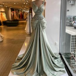 Customise Satin Mermaid Evening Dresses Sequined Pleats Plus Size Women Formal Prom Gowns Sweetheart Elegant vestido de novia
