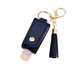 Cross-border hand sanitizer protective leather case key chain PU tassel pendant environmental protection disinfection cover