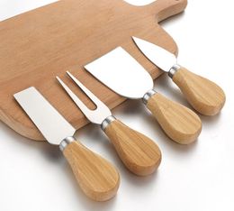 Cheese Knife Set Oak Handle Knife Fork Shovel Kit Graters Baking Cheese Pizza Slicer Cutter Set SN2064