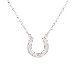 Xiaojing 100% 925 Sterling Silver Horseshoe Cz Pendenti delle collane per le donne Bella catena Collier per amico regalo Q0531